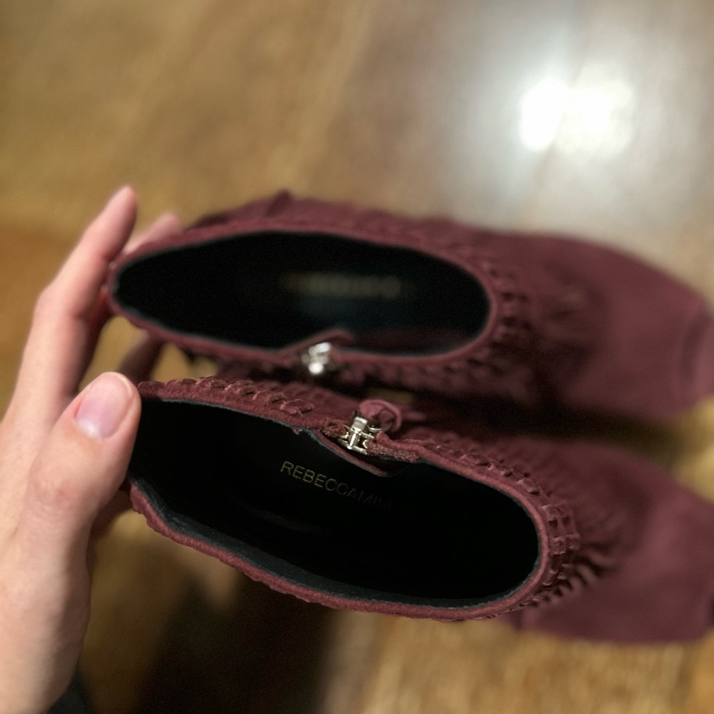Rebecca Minkoff Suede Fringe Open Toe Booties - Picture 8 of 8